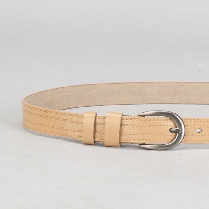 Ремень женский, винт, пряжка под тёмный металл, ширина - 2,5 см, цвет бежевый