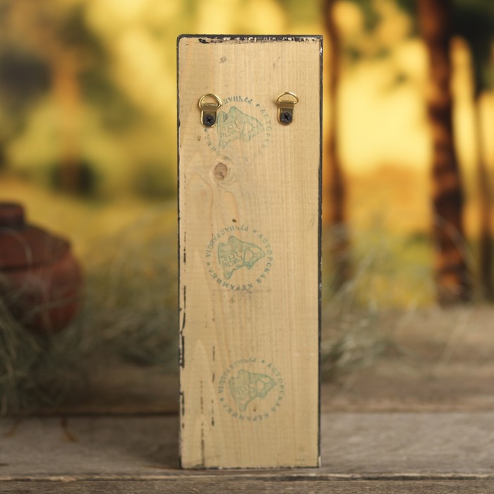 Панно дерево с шамотом "Сова" 29х11х4,5 см