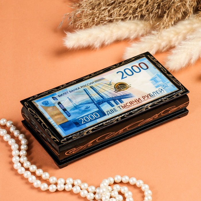 Шкатулка - купюрница «2000 рублей», 8,5×17 см, лаковая миниатюра шкатулка купюрница ландыши 8 5×17 см лаковая миниатюра