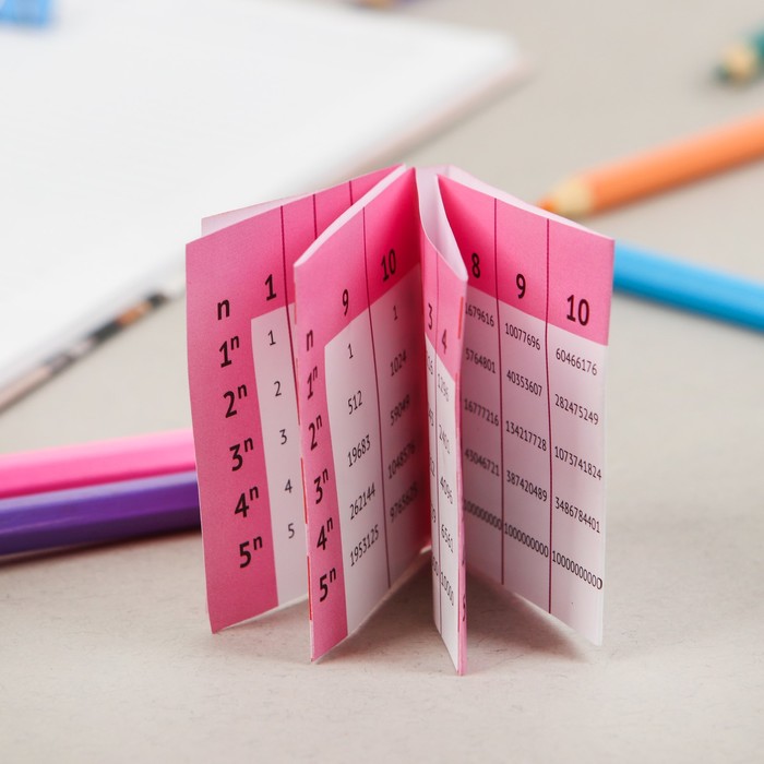 Шпаргалка-книжка "Таблица степеней"