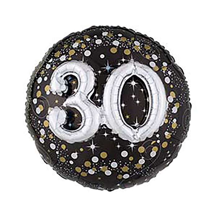 Шар фольгированный 32" ДЖАМБО "С днем рождения 30", блеск, 1 шт