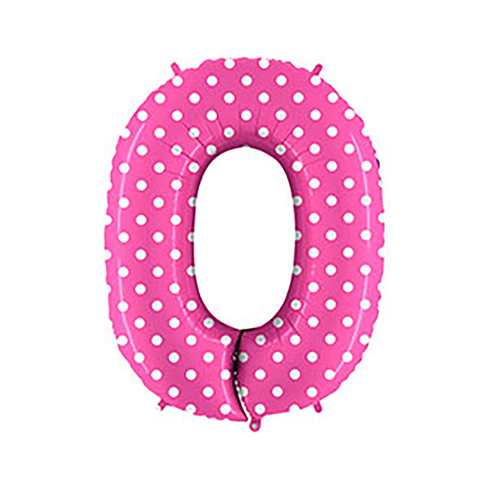 Шар фольгированный 40" "ЦИФРА 0" Горошек на розовом G