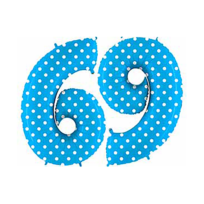 Шар фольгированный 40" "ЦИФРА 6/9" Горошек на голубом G