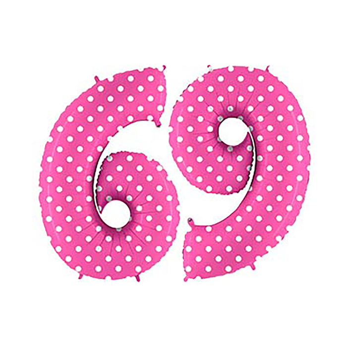 Шар фольгированный 40" "ЦИФРА 6/9" Горошек на розовом G