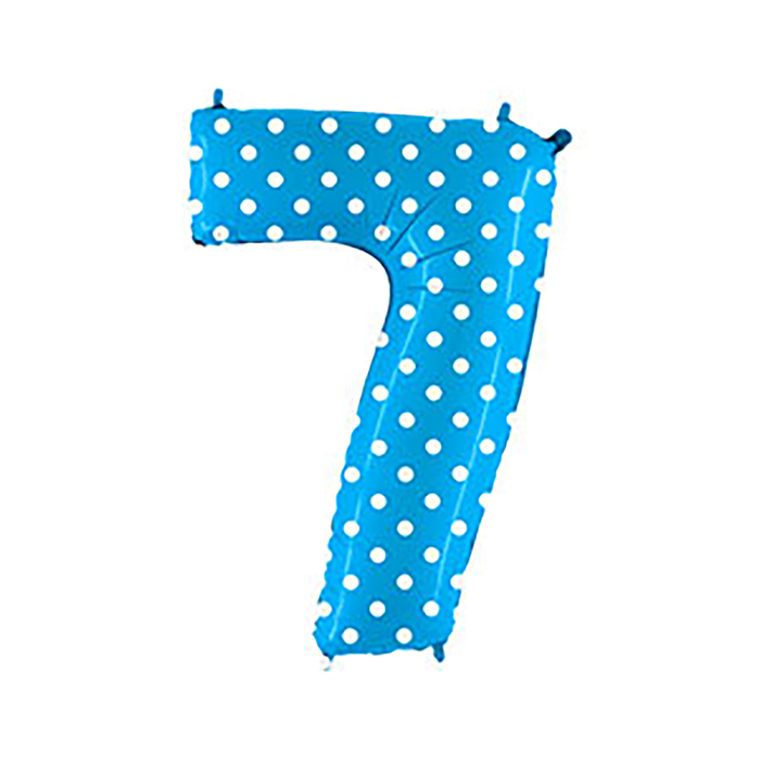 Шар фольгированный 40" "ЦИФРА 7" Горошек на голубом G