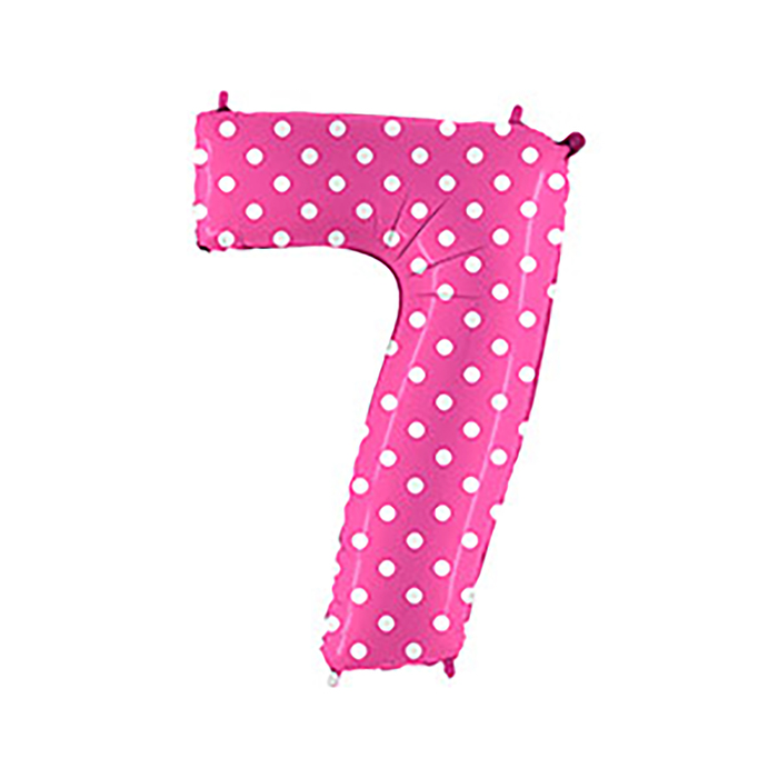 Шар фольгированный 40" "ЦИФРА 7" Горошек на розовом G