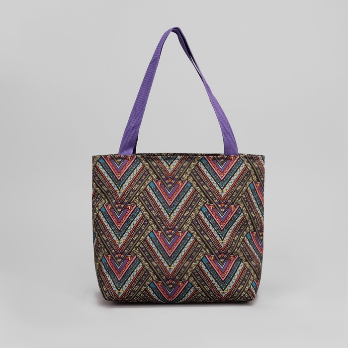 Сумка пляжная, отдел на молнии, орнамент зелёный