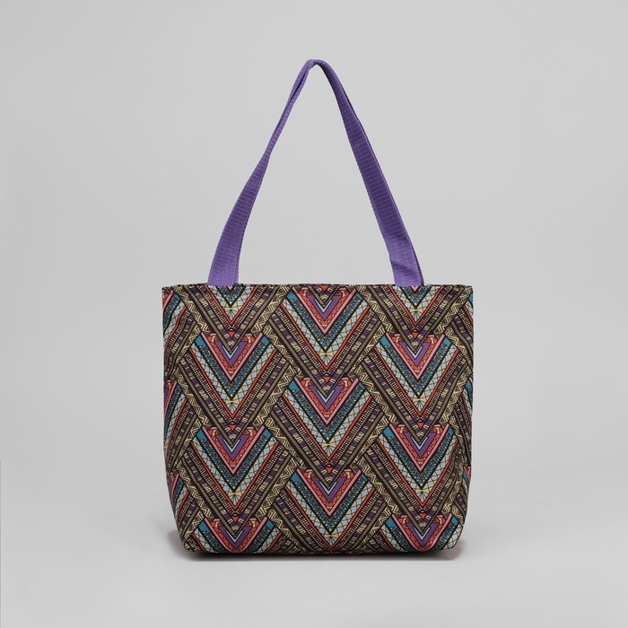 Сумка пляжная, отдел на молнии, орнамент зелёный