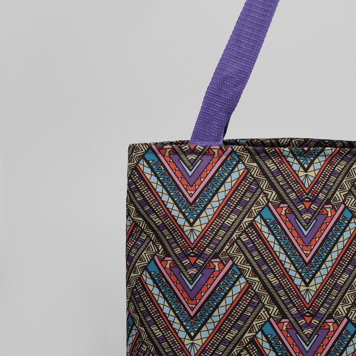 Сумка пляжная, отдел на молнии, орнамент зелёный