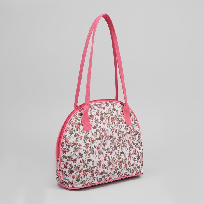Сумка дорожная "Цветы", отдел на молнии, наружный карман, цвет белый