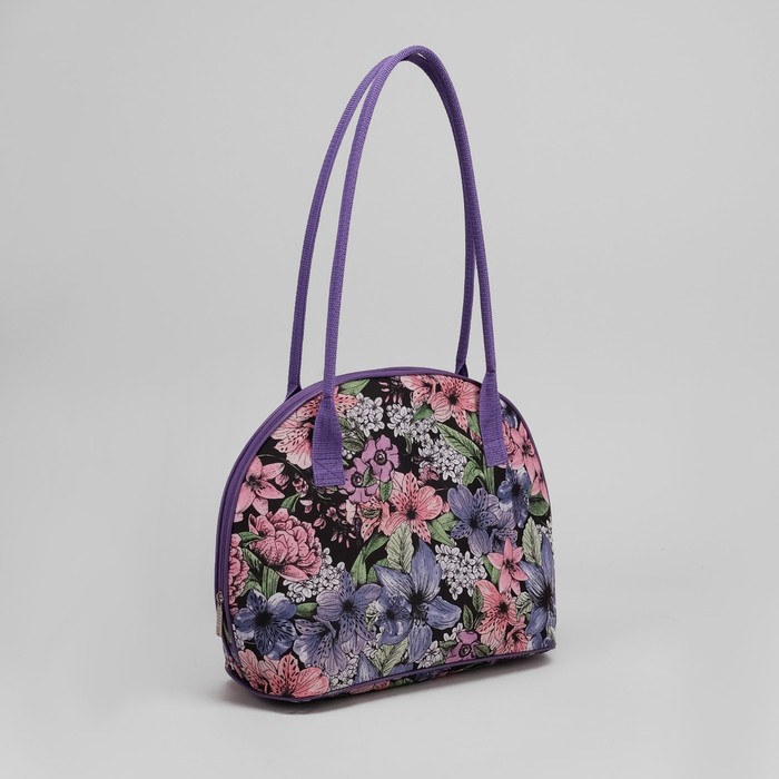 Сумка дорожная "Фиалки", отдел на молнии, наружный карман