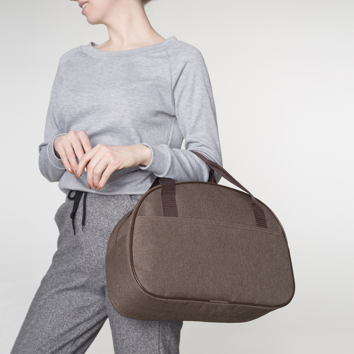 Саквояж, отдел на молнии, наружный карман, цвет коричневый джинсовый