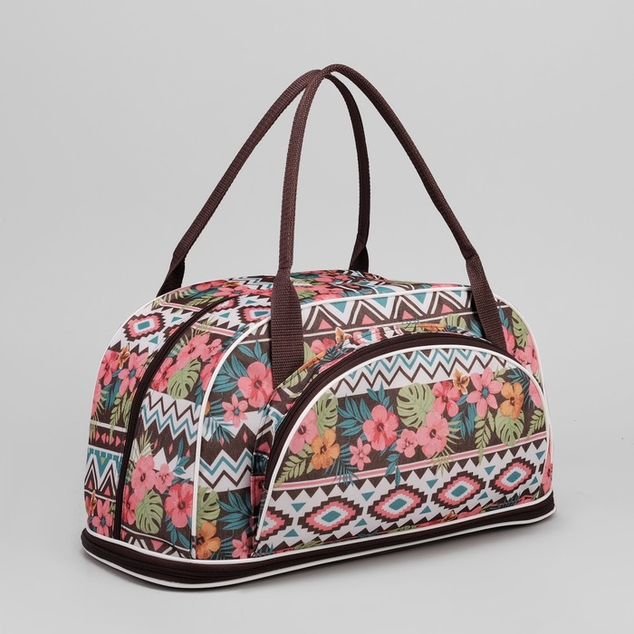 Саквояж "Цветы", трансформер, отдел на молнии, наружный карман