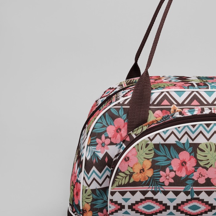 Саквояж "Цветы", трансформер, отдел на молнии, наружный карман