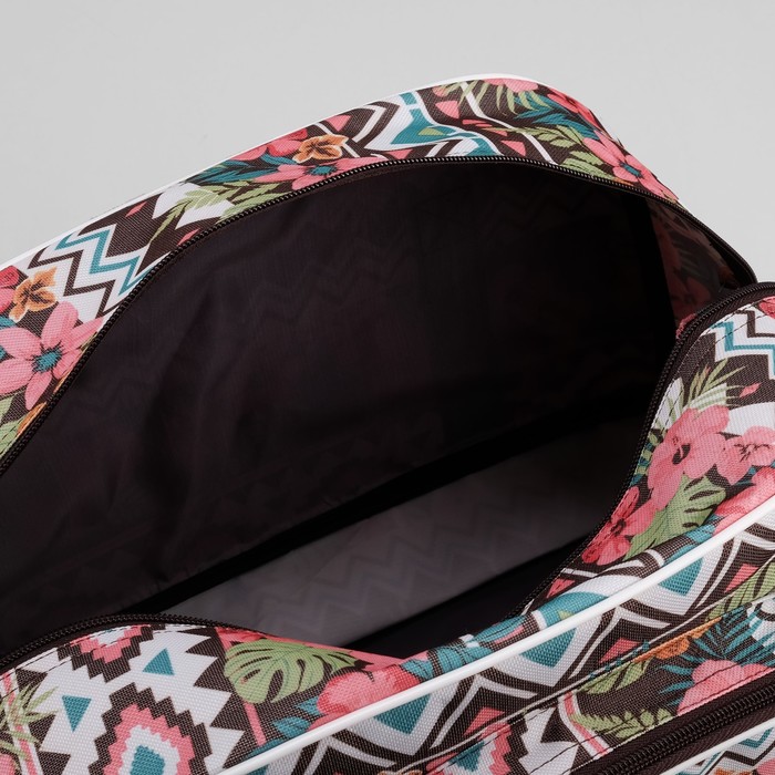 Саквояж "Цветы", трансформер, отдел на молнии, наружный карман