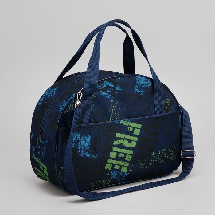 Саквояж "Буквы", отдел на молнии, наружный карман, цвет синий