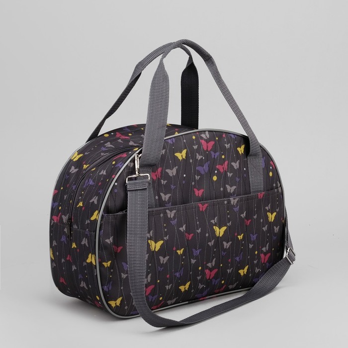 Саквояж "Бабочки", отдел на молнии, наружный карман, разноцветный