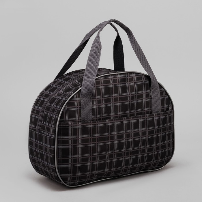 Саквояж "Клетка", отдел на молнии, наружный карман, цвет чёрный