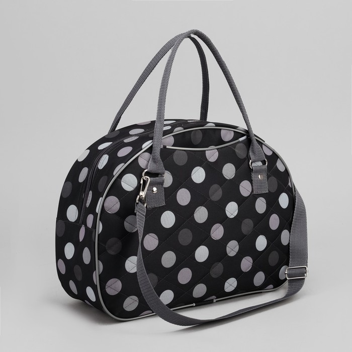 Сумка дорожная, отдел на молнии, наружный карман, принт горох крупный