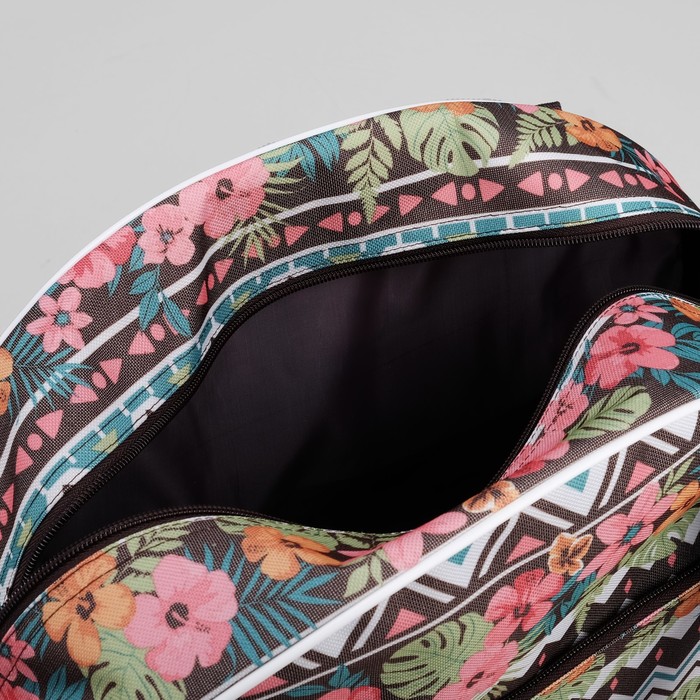 Саквояж "Цветы", отдел на молнии, наружный карман