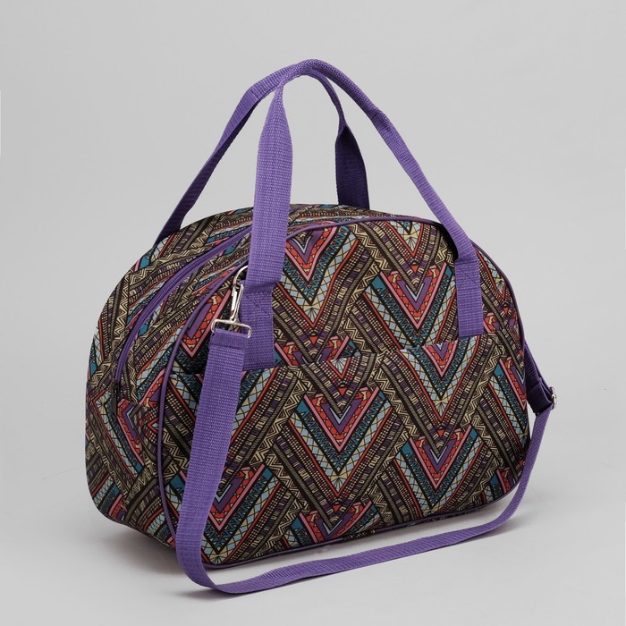 Саквояж, отдел на молнии, наружный карман, орнамент зелёный