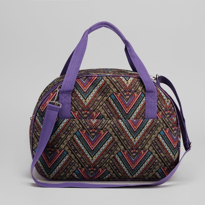 Саквояж, отдел на молнии, наружный карман, орнамент зелёный