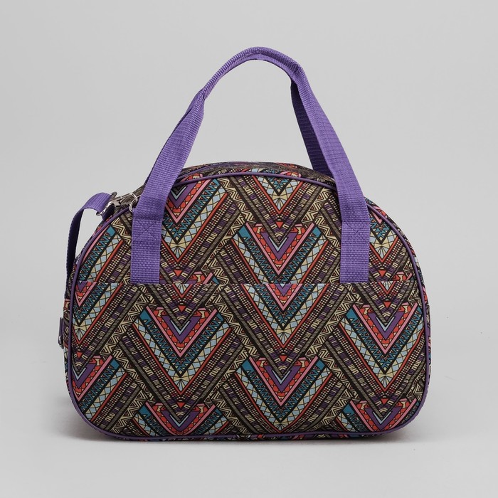 Саквояж, отдел на молнии, наружный карман, орнамент зелёный