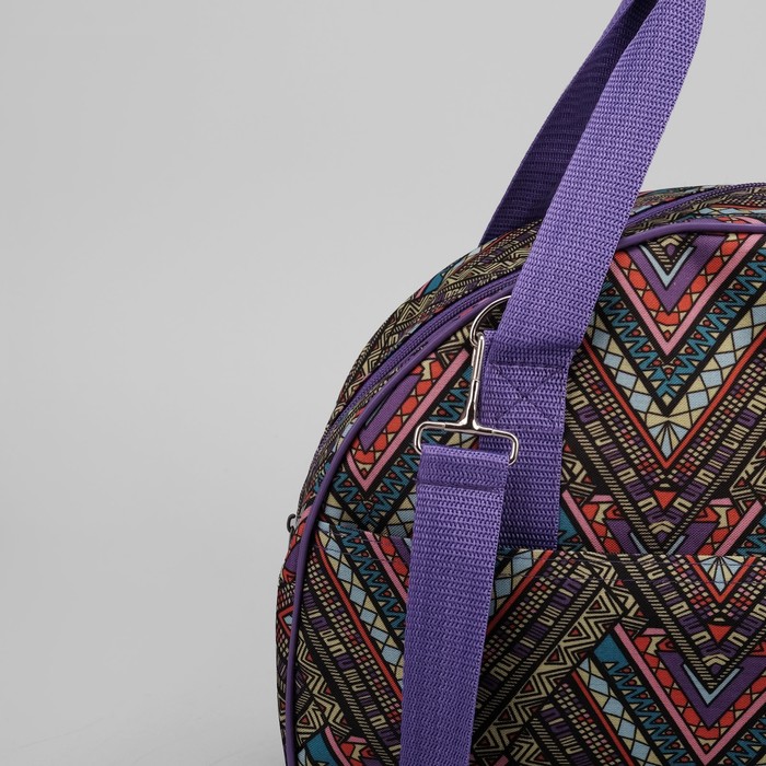 Саквояж, отдел на молнии, наружный карман, орнамент зелёный