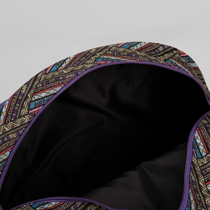 Саквояж, отдел на молнии, наружный карман, орнамент зелёный