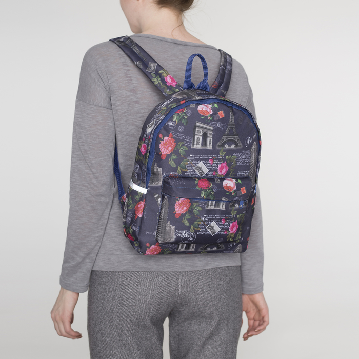 Рюкзак молодёжный "Париж и розы", отдел на молнии, 3 наружных кармана