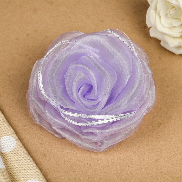 Бант для девочек с резинкой "Чайная роза", сиреневый, 14 см