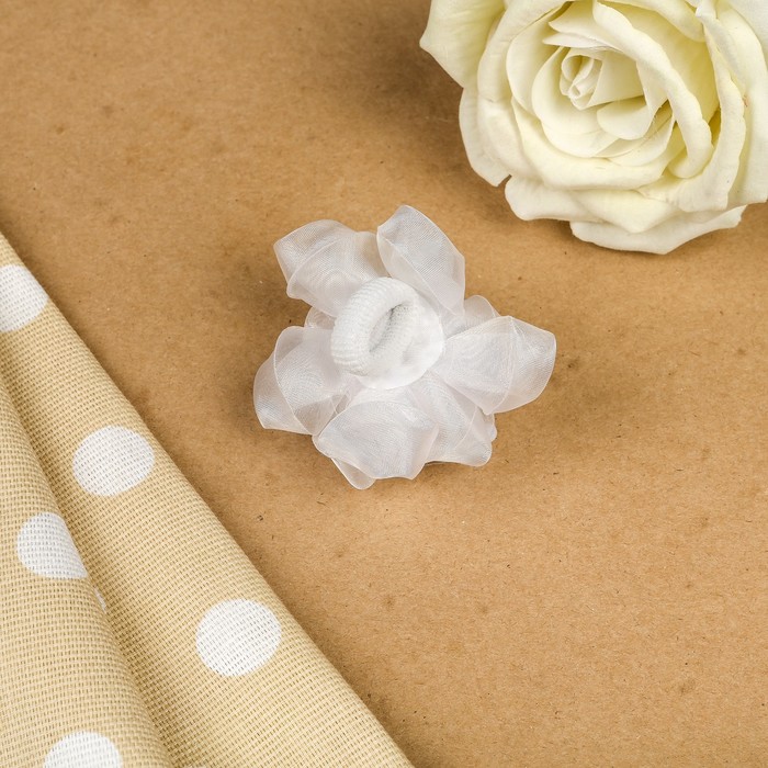 Бант для девочек с резинкой "Розочка", с жемчужинами, 8 см