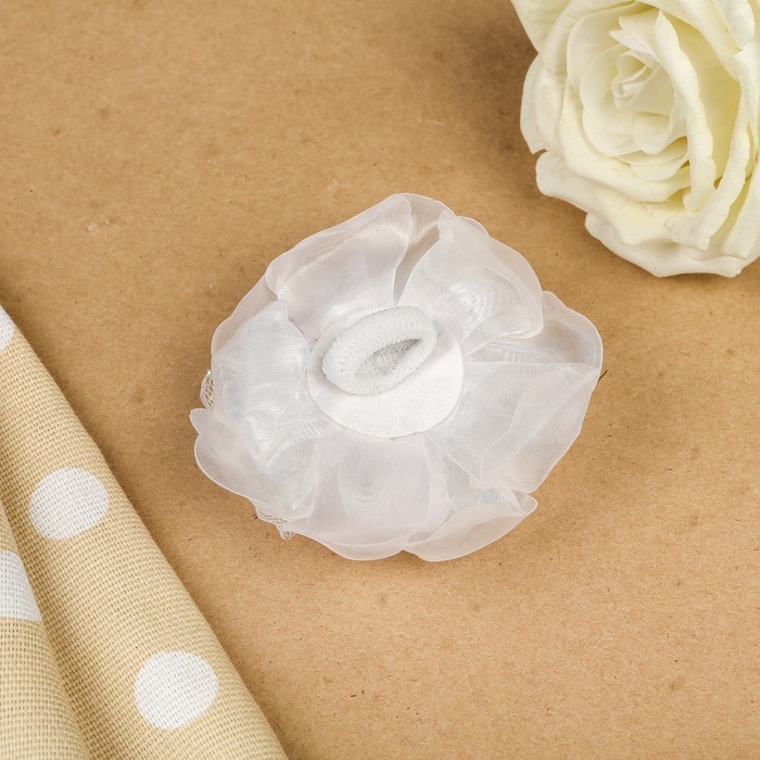 Бант для девочек с резинкой "Рябина", с красным декором, 11 см