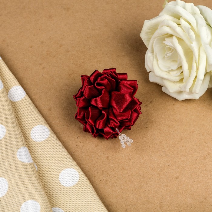 Бант для девочек с резинкой "Гвоздика", красный, 8 см