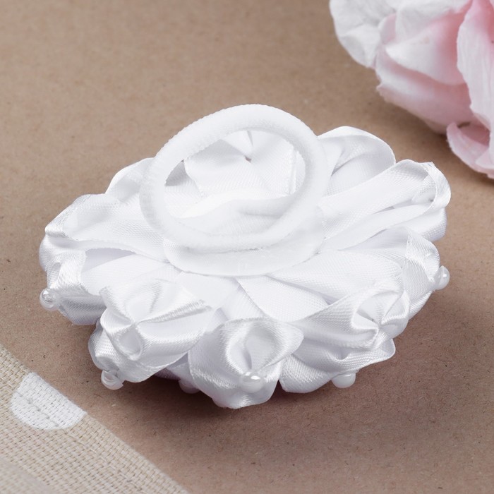 Бант для девочек с резинкой "Сапфир", с синими стразами, 8 см