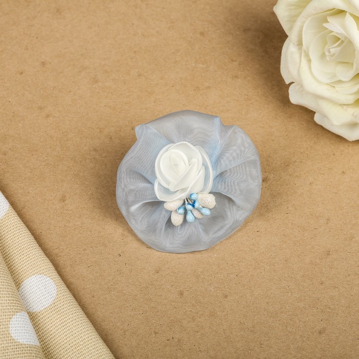 Бант для девочек с резинкой "Нарцисс", серый, 9 см