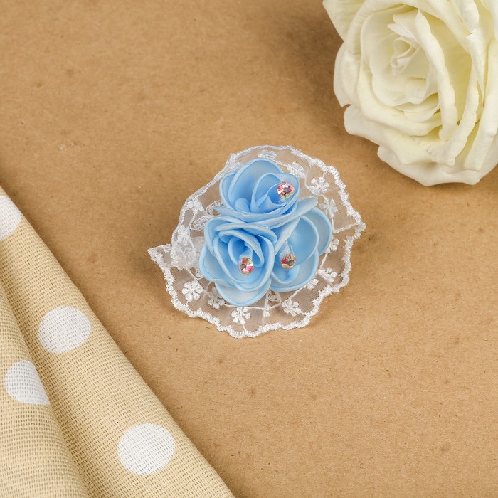 Бант для девочек с резинкой "Для мамы", с вышивкой, 8 см