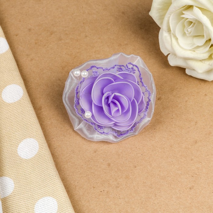 Бант для девочек с резинкой "Анютка", сиреневый, 9 см