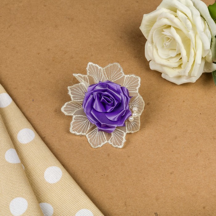 Бант для девочек с резинкой "София", фиолетовый, 10 см