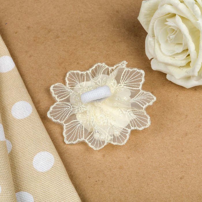 Бант для девочек с резинкой "София", бежевый, 10 см