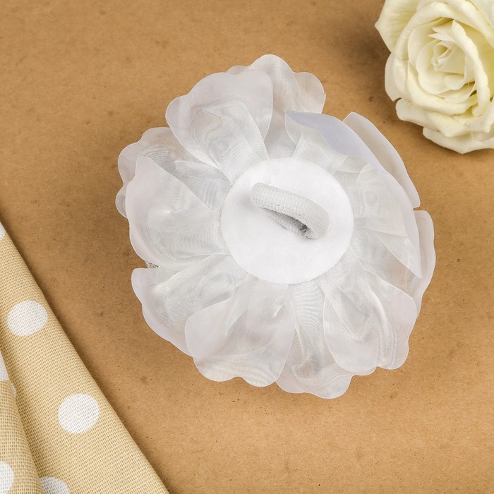 Бант для девочек с резинкой "Сирень", голубой декор, 16 см