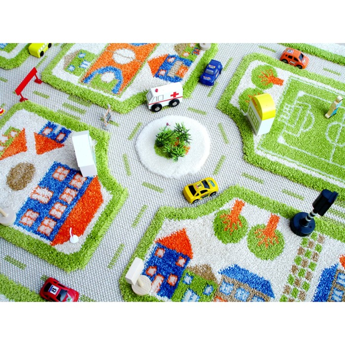 Ковёр игровой "Трафик", размер 100х150 см, цвет зелёный