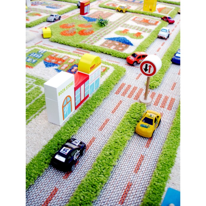 Ковёр игровой "Трафик", размер 100х150 см, цвет зелёный