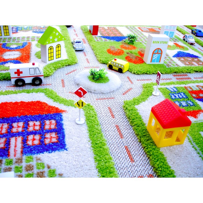 Ковёр игровой "Трафик", размер 134х180 см, цвет зелёный