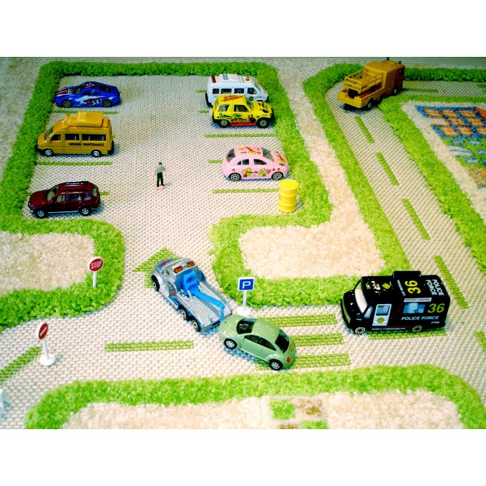Ковёр игровой "Трафик", размер 134х180 см, цвет зелёный
