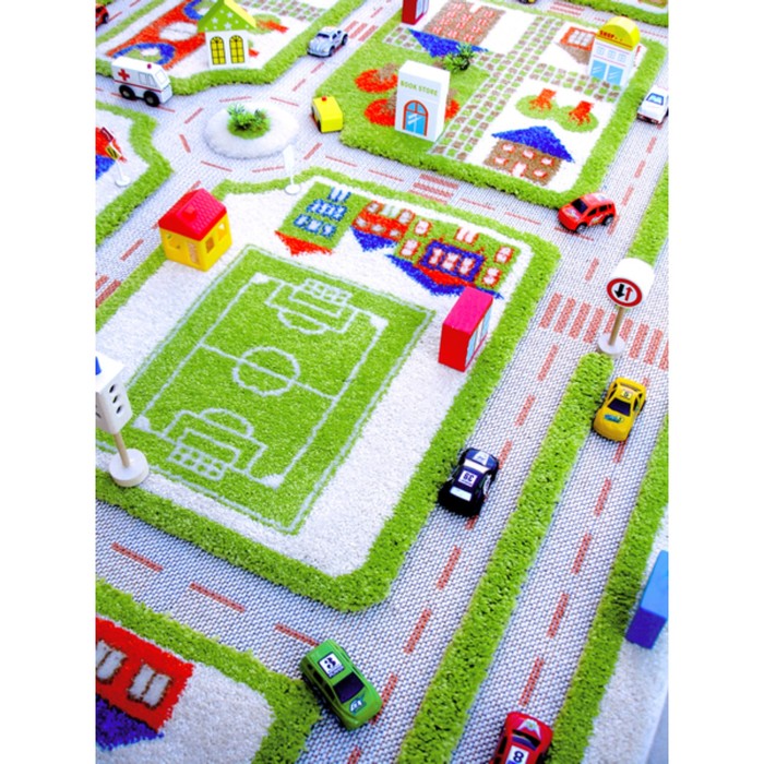Ковёр игровой "Трафик", размер 134х180 см, цвет зелёный