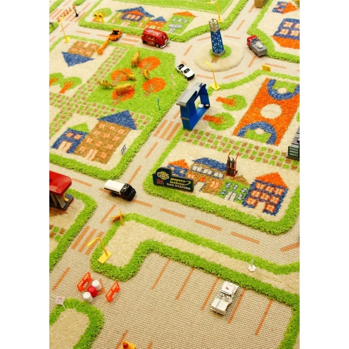 Ковёр игровой "Трафик", размер 134х180 см, цвет зелёный