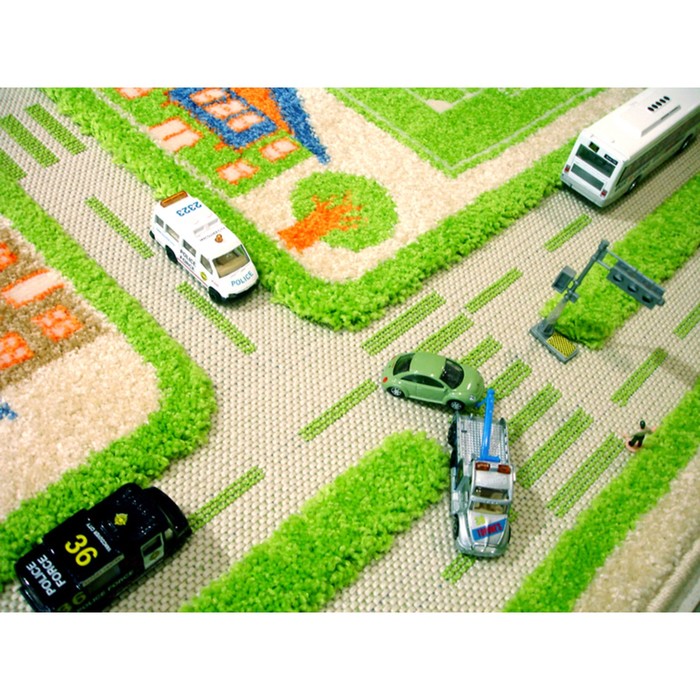 Ковёр игровой "Трафик", размер 160х230 см, цвет зелёный
