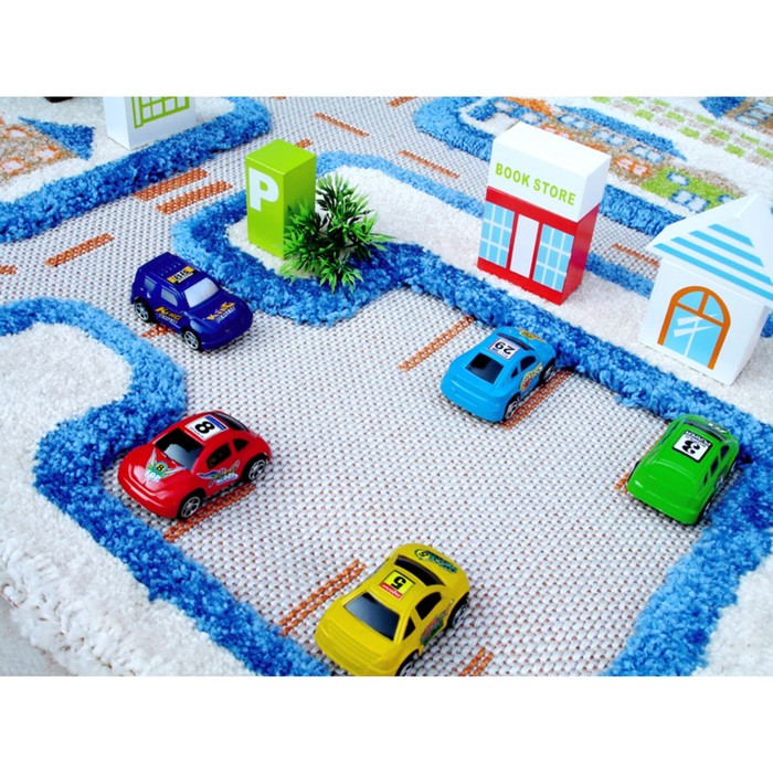 Ковёр игровой "Трафик", размер 80х100 см, цвет голубой