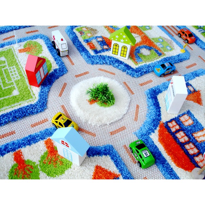 Ковёр игровой "Трафик", размер 80х150 см, цвет голубой